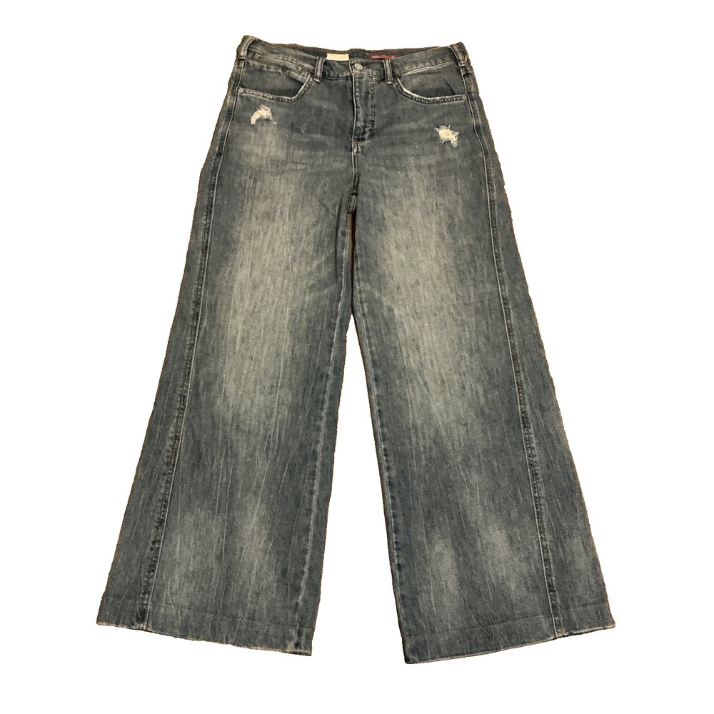 Pilcro Anthropologie High-Rise Wide-Leg Distressed Jeans Women Size 30 (29"in)